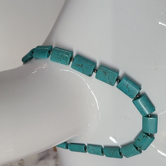 Turquoise Rectangular Bead Necklace - Picture 2 of 7